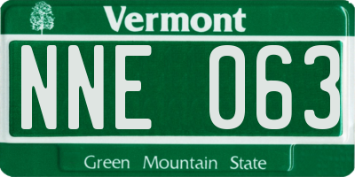 VT license plate NNE063