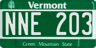 VT license plate NNE203