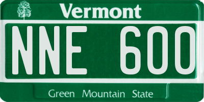 VT license plate NNE600