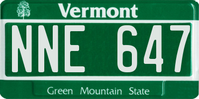 VT license plate NNE647