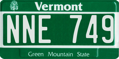 VT license plate NNE749