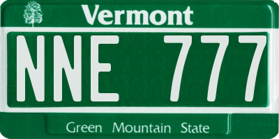 VT license plate NNE777