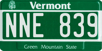 VT license plate NNE839