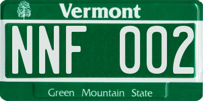 VT license plate NNF002