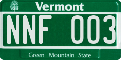 VT license plate NNF003