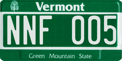 VT license plate NNF005