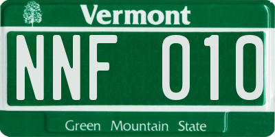 VT license plate NNF010