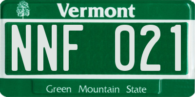 VT license plate NNF021