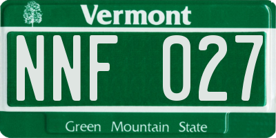 VT license plate NNF027