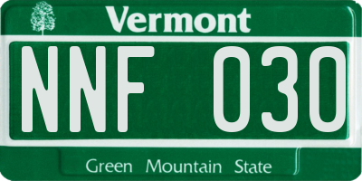 VT license plate NNF030