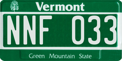 VT license plate NNF033