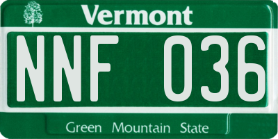 VT license plate NNF036