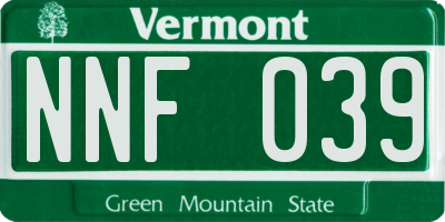 VT license plate NNF039