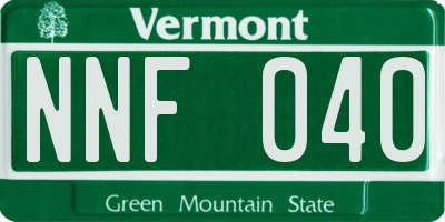 VT license plate NNF040