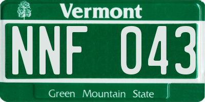 VT license plate NNF043