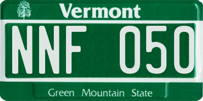 VT license plate NNF050