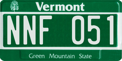 VT license plate NNF051