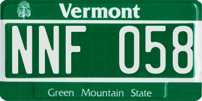 VT license plate NNF058