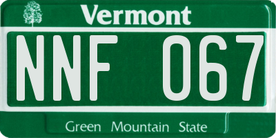 VT license plate NNF067
