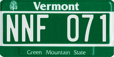 VT license plate NNF071