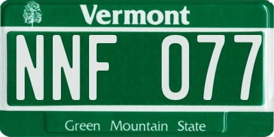 VT license plate NNF077