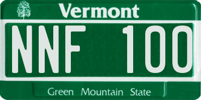 VT license plate NNF100