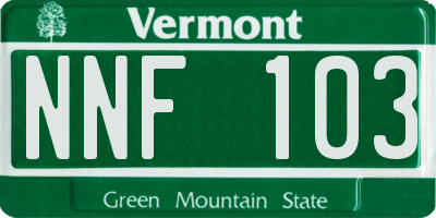 VT license plate NNF103