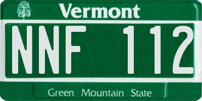 VT license plate NNF112