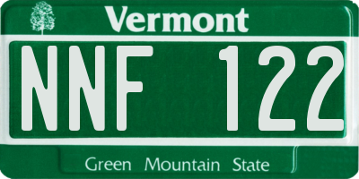 VT license plate NNF122