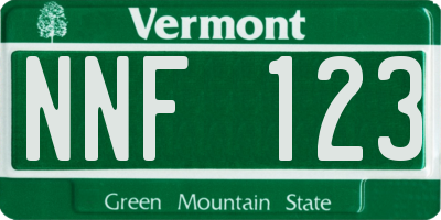 VT license plate NNF123