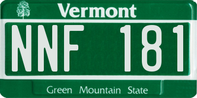 VT license plate NNF181