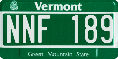 VT license plate NNF189