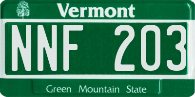 VT license plate NNF203