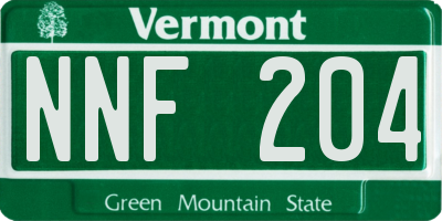 VT license plate NNF204