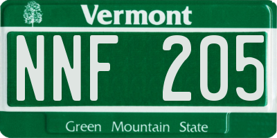 VT license plate NNF205
