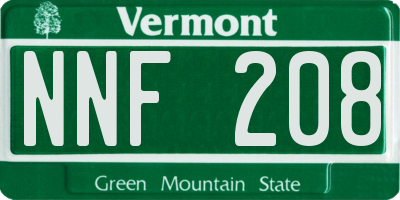 VT license plate NNF208