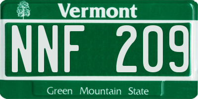 VT license plate NNF209