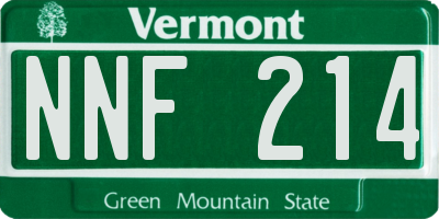 VT license plate NNF214
