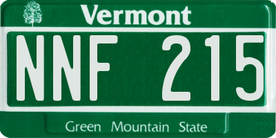 VT license plate NNF215