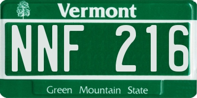 VT license plate NNF216