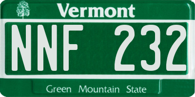 VT license plate NNF232