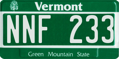 VT license plate NNF233