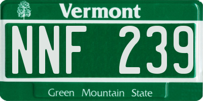 VT license plate NNF239