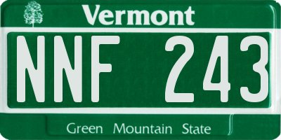 VT license plate NNF243
