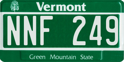 VT license plate NNF249