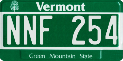VT license plate NNF254