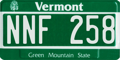 VT license plate NNF258