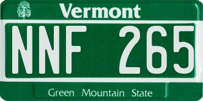 VT license plate NNF265