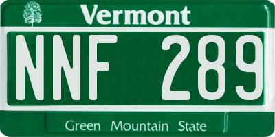 VT license plate NNF289