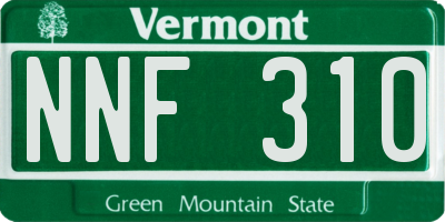 VT license plate NNF310